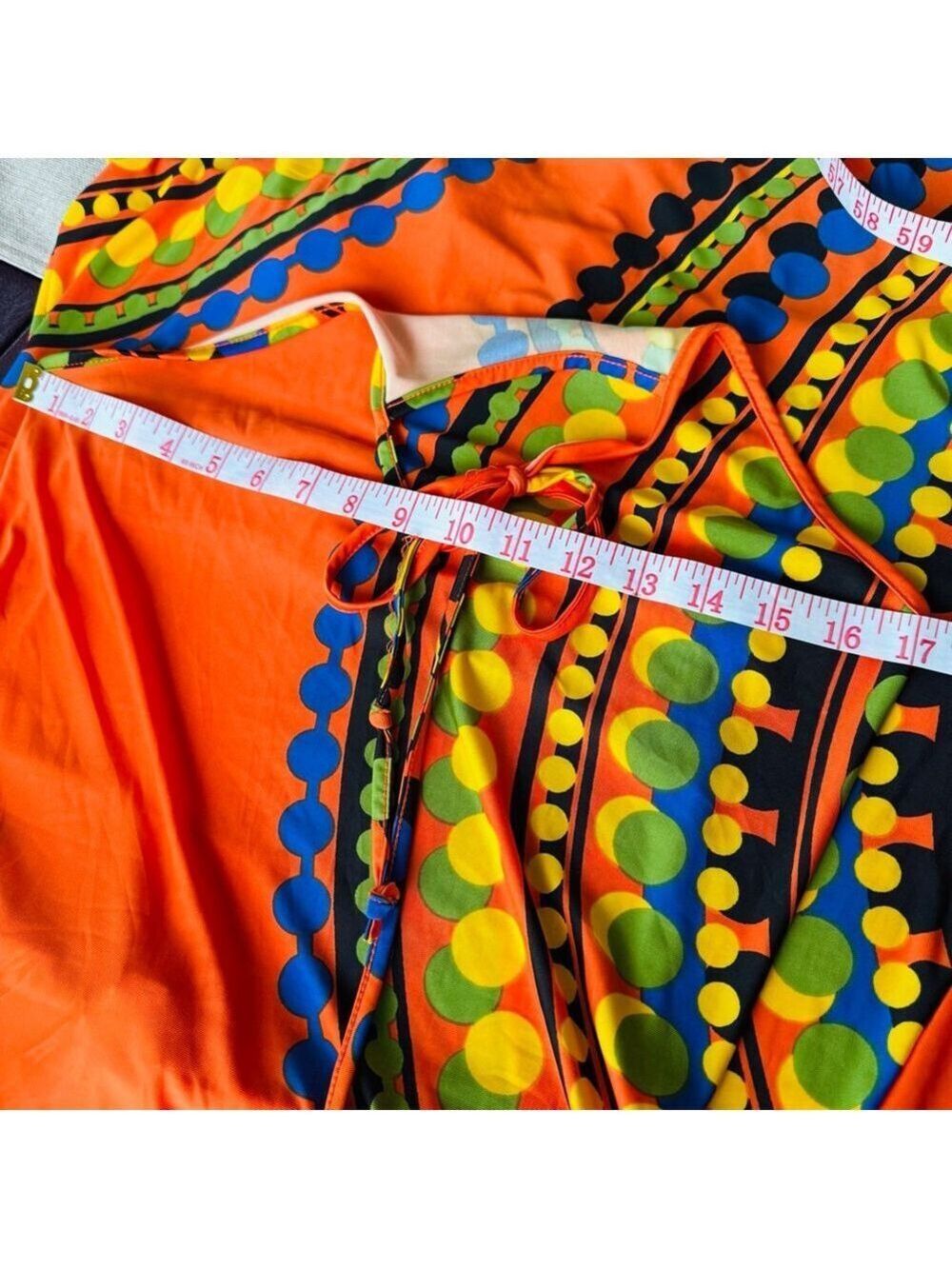 Vintage VENUS Orange Halter Strappy Maxi Dress Medium - Picture 10 of 14